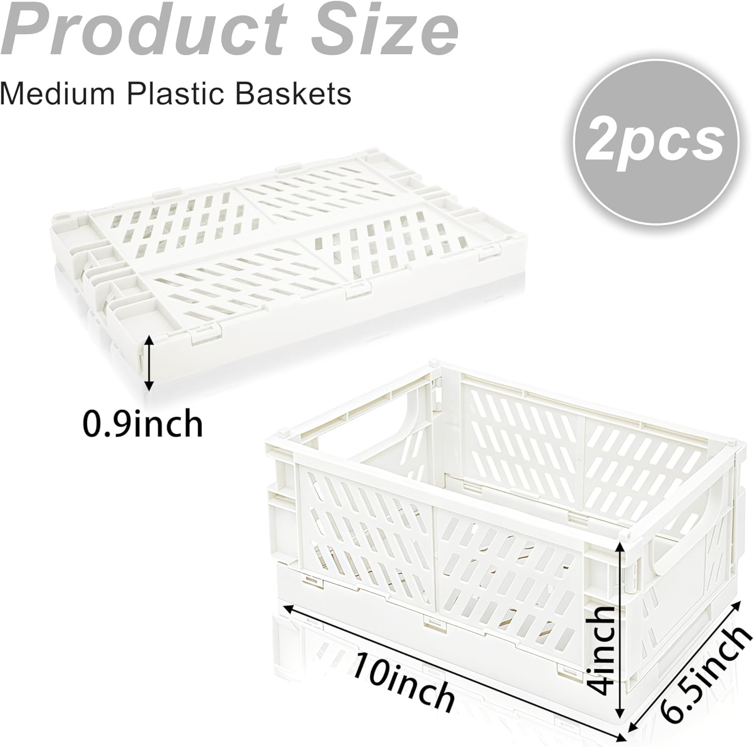 2 Pack Mini Foldable Small Plastic Baskets for Organizing and Storage，Collapsibl