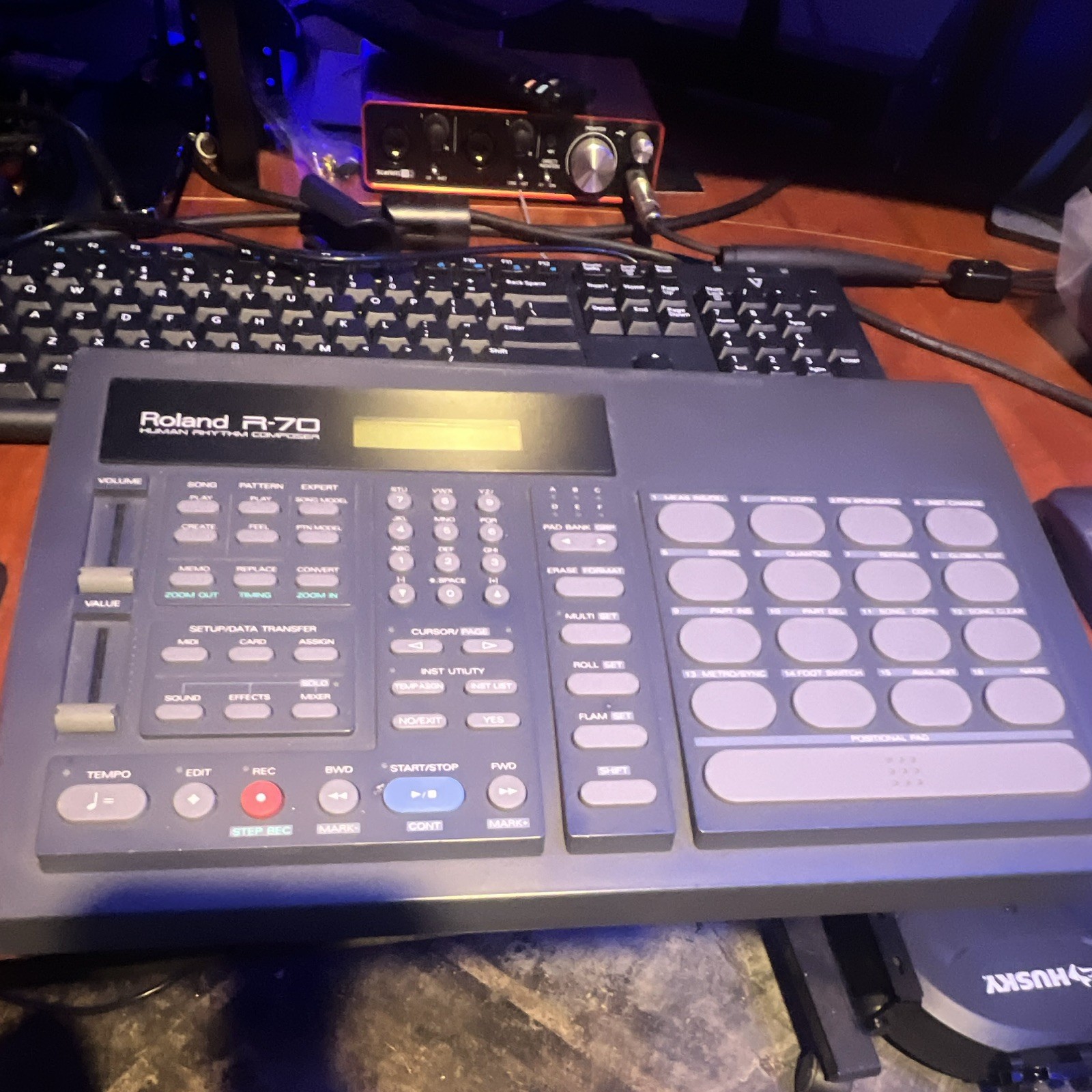 Roland R-70 Human Rhythm Composer Drum Machine Sampler Sequencer, Gray, Reverb