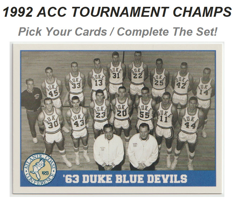 1992 ACC Basketball Tournament Champs - Pick Your Cards / Complete The Set!