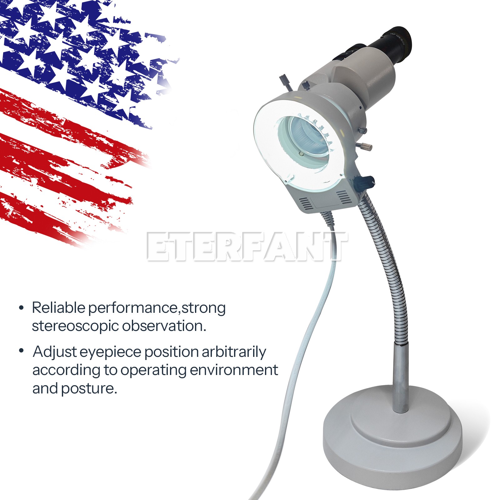 10X 360° Rotation Adjustable Binocular Stereo Microscope for Dental Lab Workshop