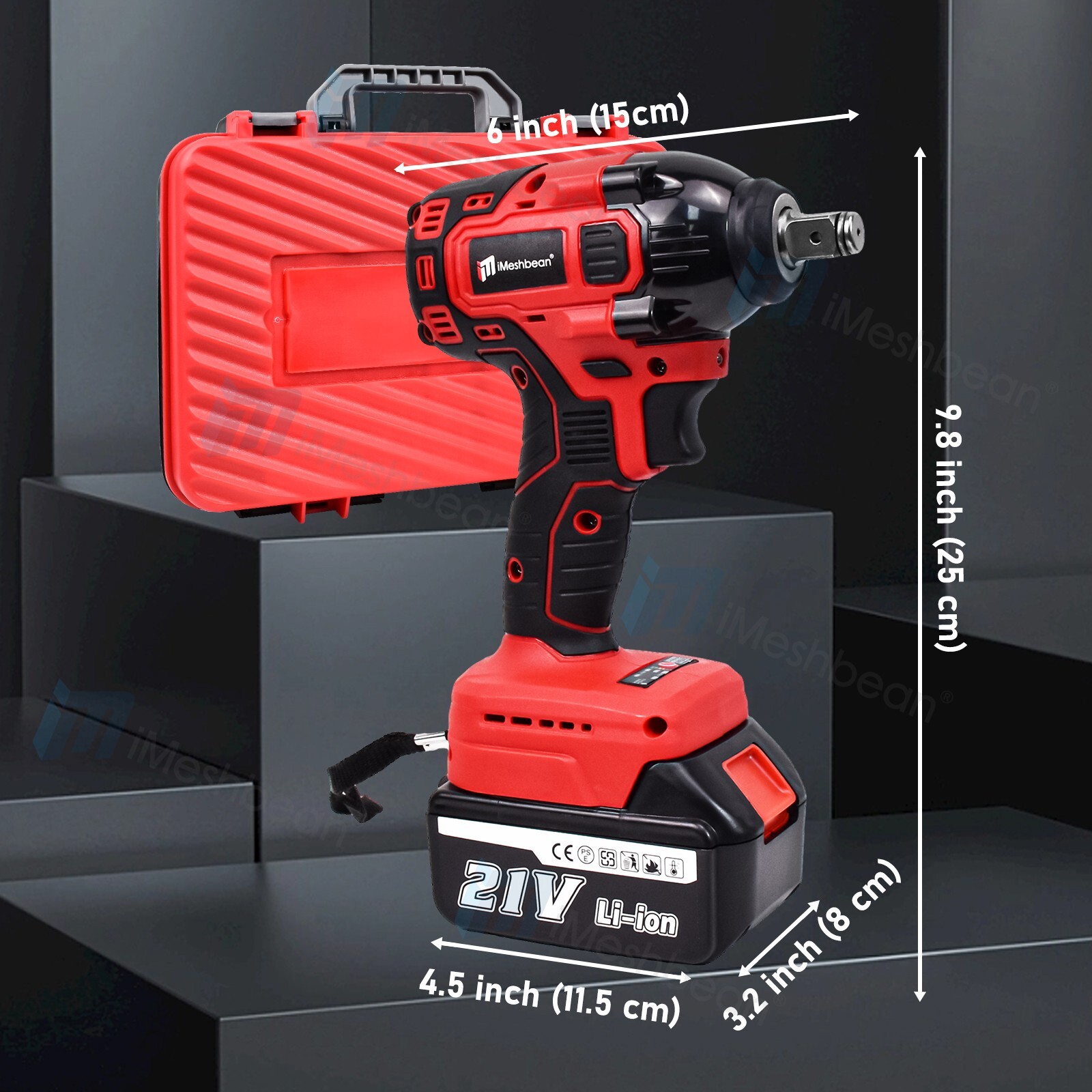 21V Cordless Electric Impact Wrench Gun 1/2'' Power Drill Driver 4.0Ah Battery
