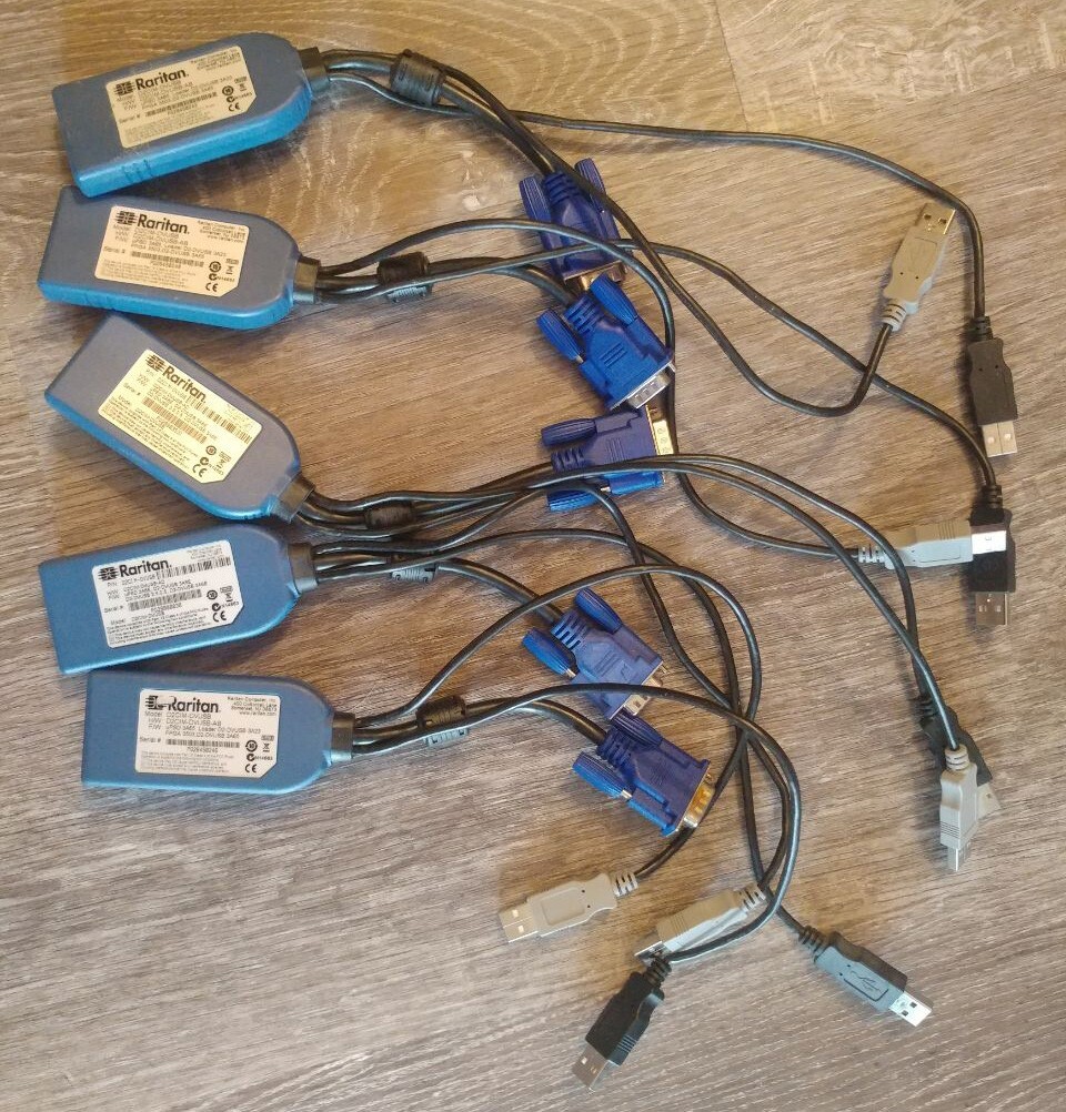 Lot of 5 Raritan Dual USB, VGA CIM for BIOS, Dominion KX III, II KVM, used