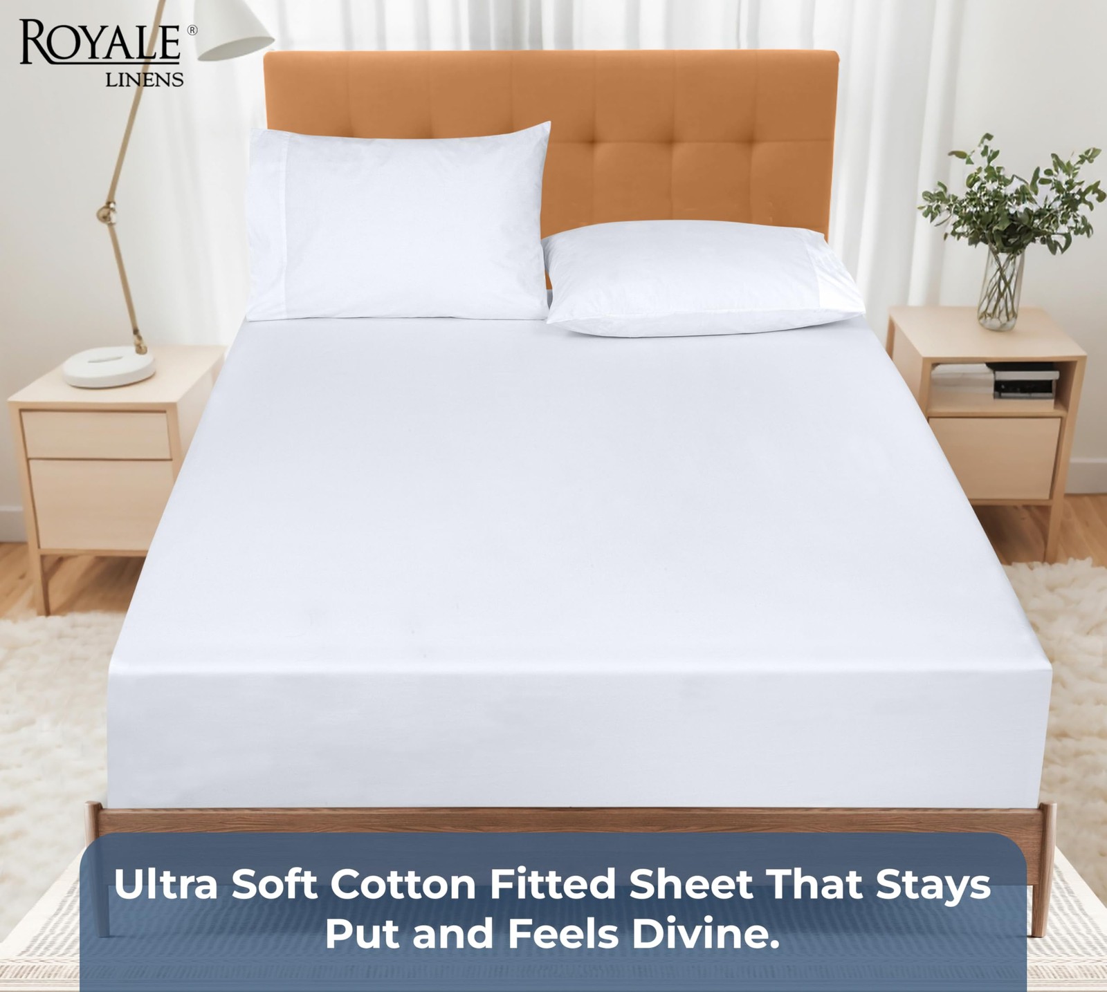 100% Organic Cotton Fitted Sheet - Percale Weave - Super Soft Deep Pocket Bot...