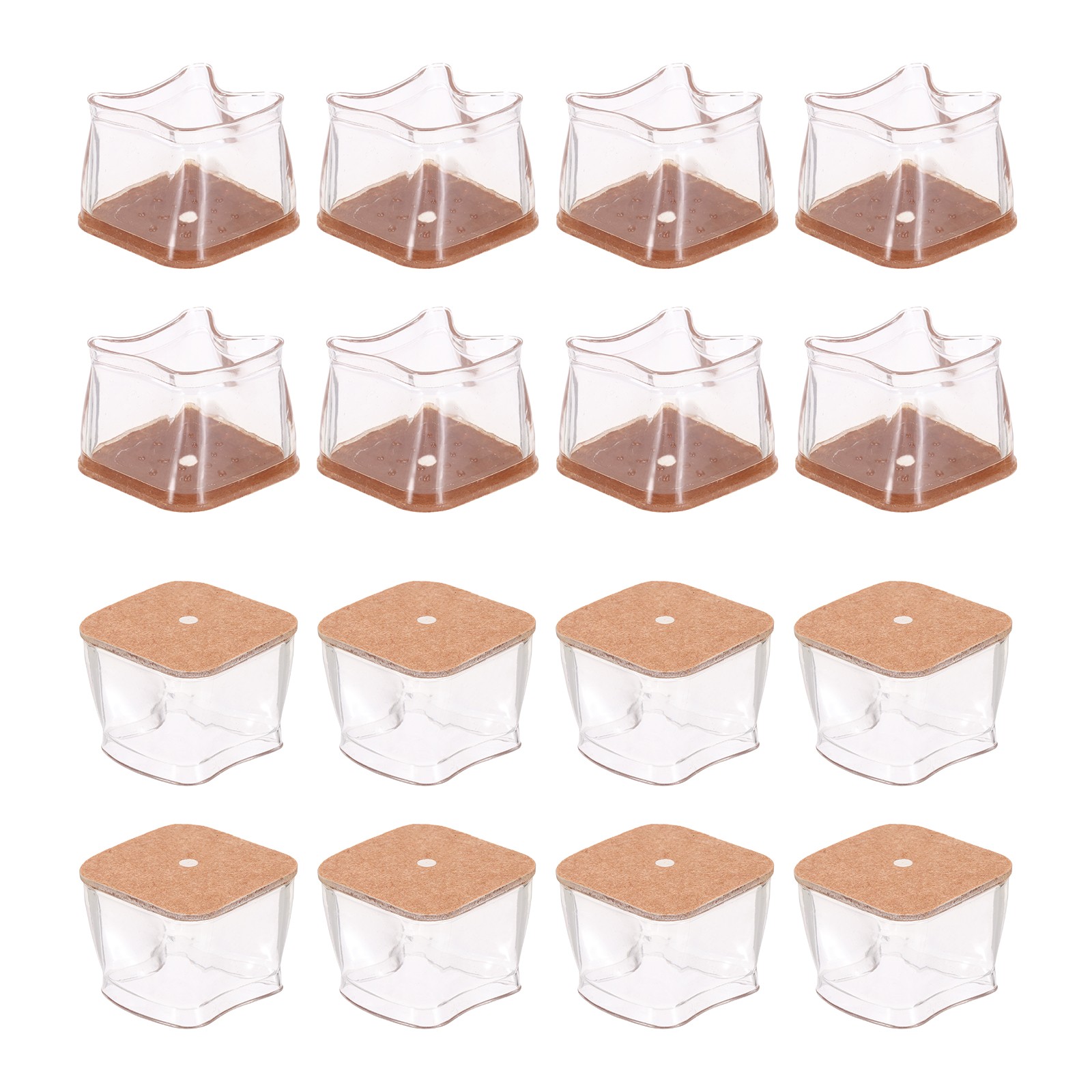 16Pcs Chair Leg Protectors Furniture Pads(XL Fit Side 1-1/2" to 1-15/16", Brown)