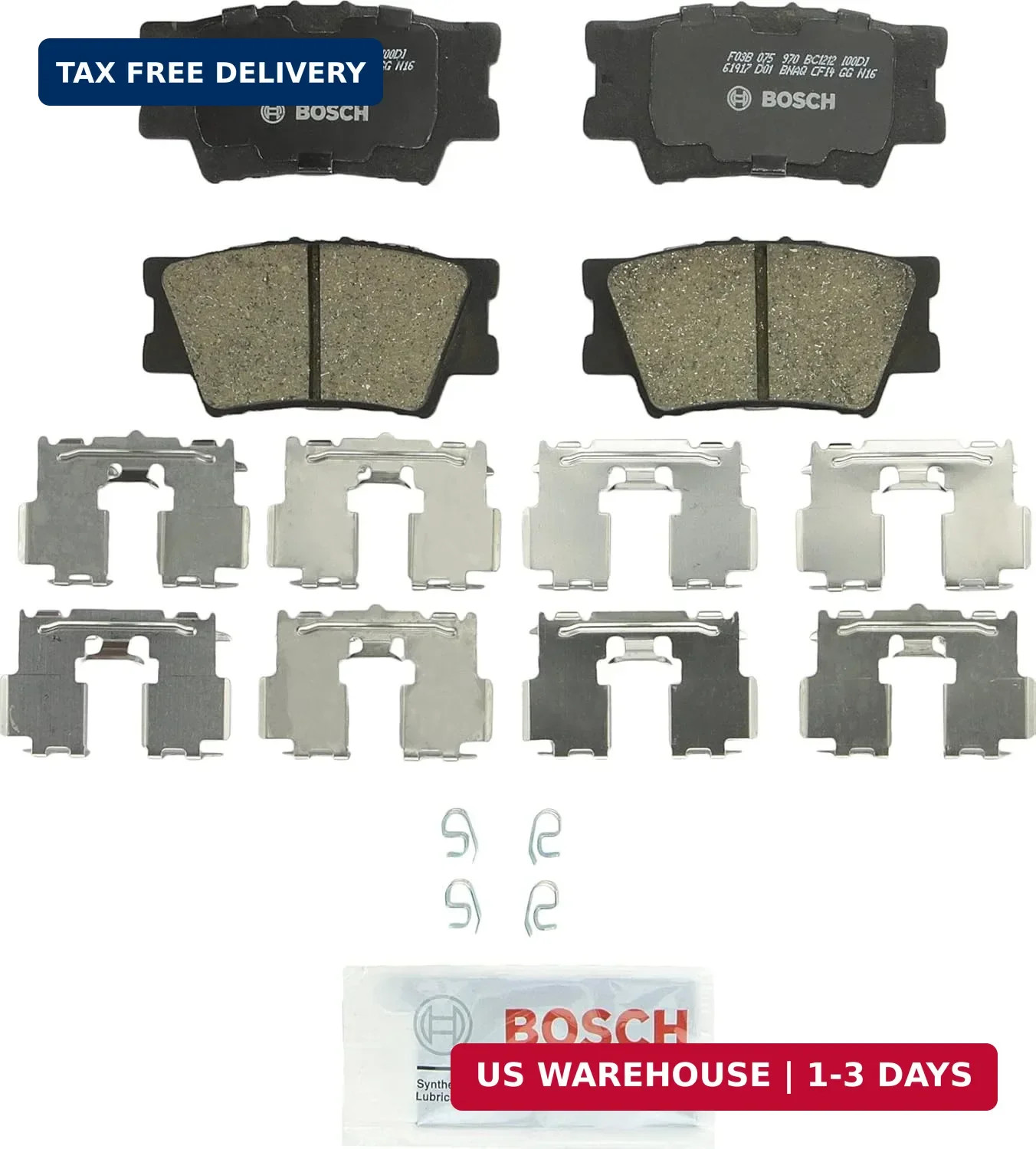 BOSCH BC1212 QuietCast Premium Ceramic Disc Brake Pad Set - Compatible with Sele