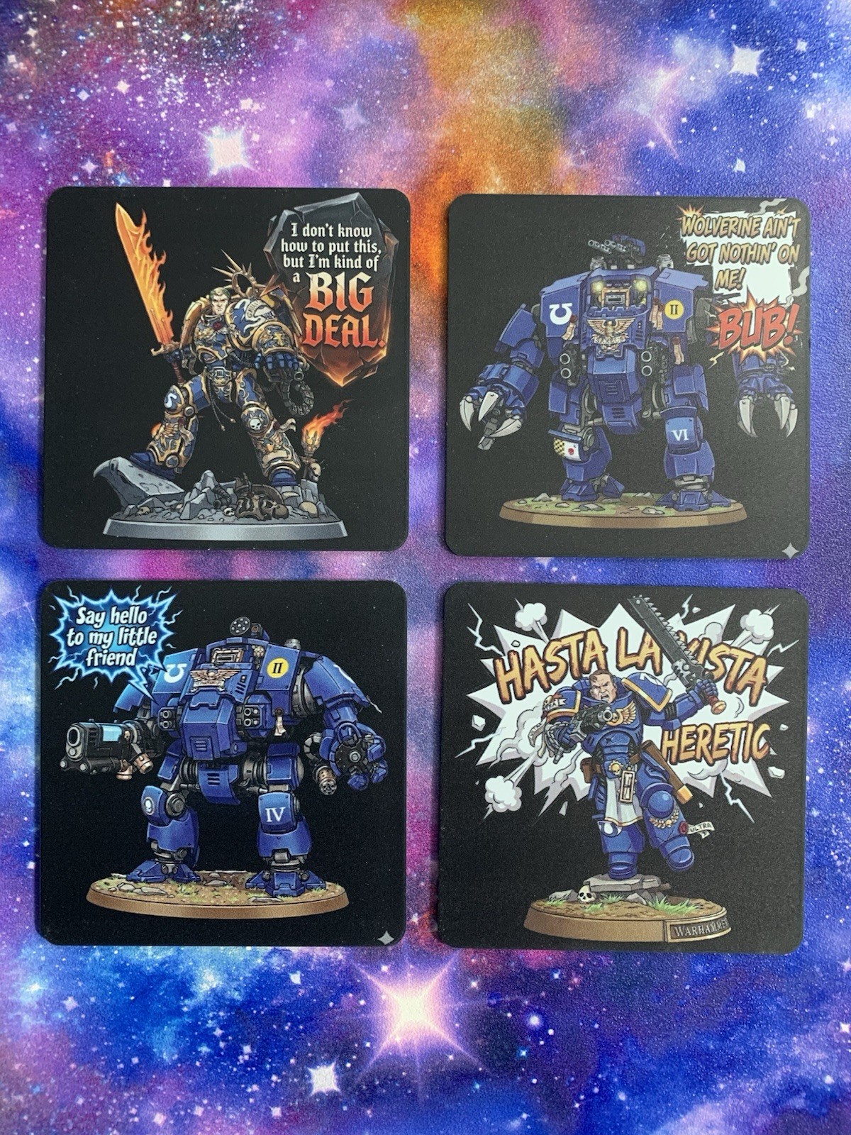 Set Of 4 Coasters - Lieutenant Titus Space Marine Ultramarines Themed