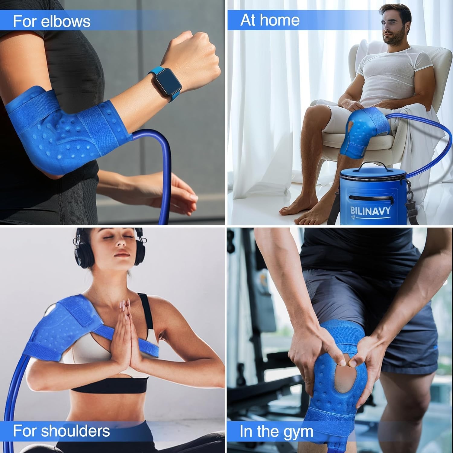 Portable Knee Ice Therapy Machine Deep Blue with Timer Quiet Pump