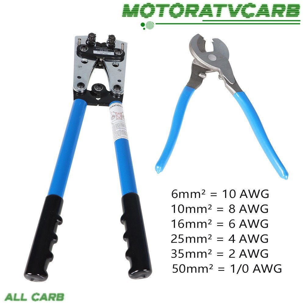 ALL-CARB Battery Cable Lugs Wire Crimping Tool and  Cable Cutter For 6-50mm²