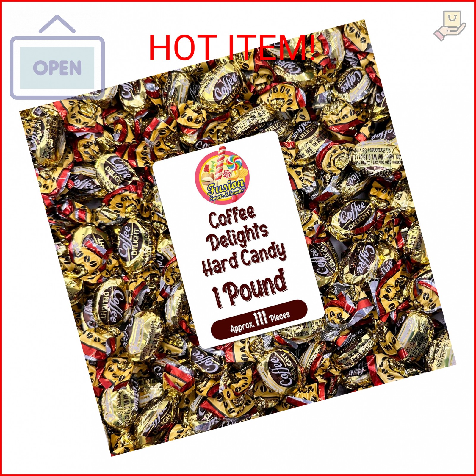 Coffee Delight - 1 Pound Bulk Bag - Coffee Candy Individually Wrapped - Hard Can