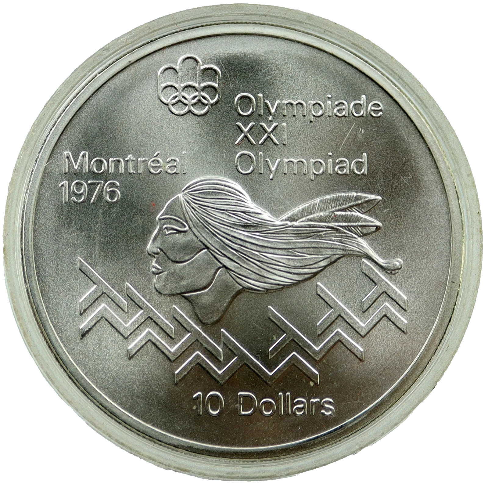 1976 Montreal Olympics "Hurdles" .925 Fine Silver 1.44 Troy oz $10 Proof Coin.