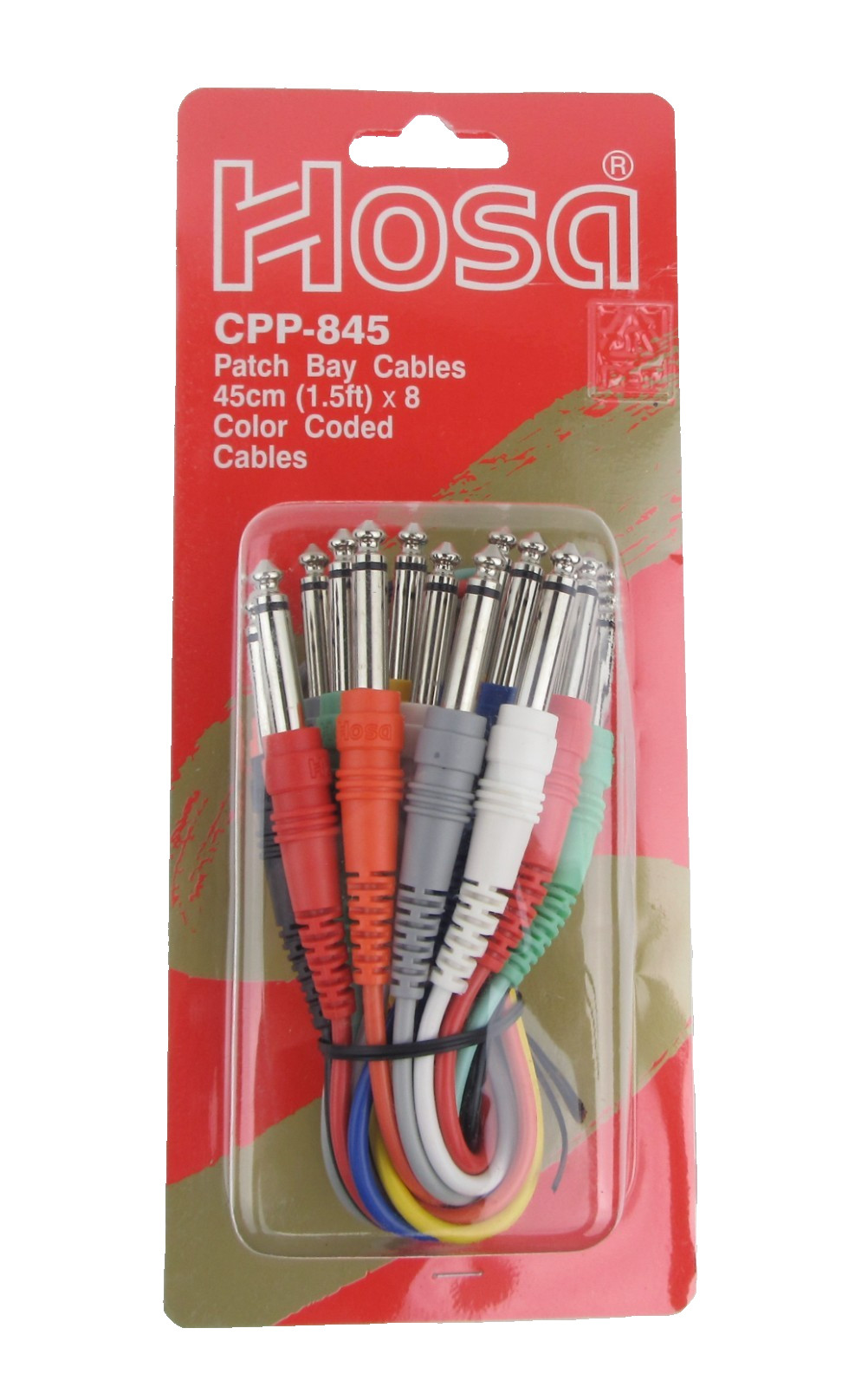 Hosa CPP-845  Set of 8, 1/4in TS Patch Cables 1.5ft - New Old Stock, Free Ship