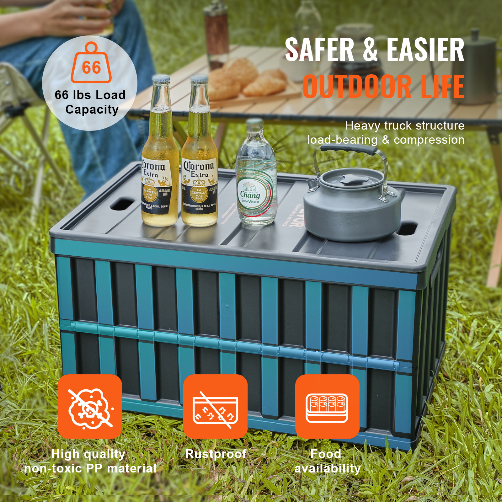 VEVOR Collapsible Storage Bins with Lids Folding Stackable Containers 65L 3-Pack