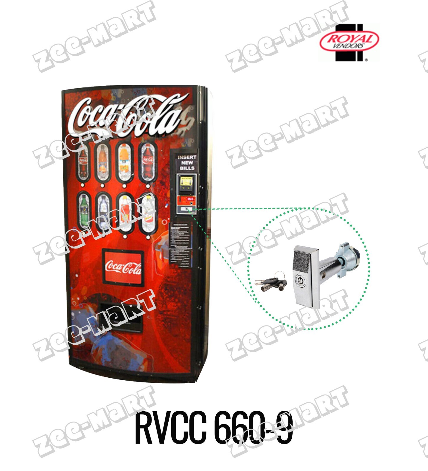 Royal Vendors 660-9 (RVCC 660-9) T-Handle and Lock Set