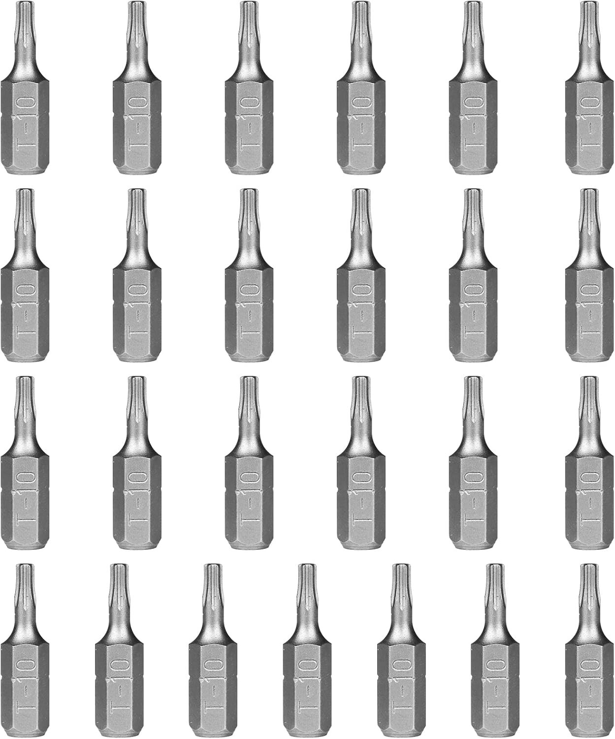 T10 Screwdriver Bit Set Torx Bits T10 1/4" Hexagon Bit Length 1" 25 Pack