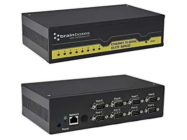 ES-279 Serial Interface Server Port Count: 9 5-30VDC Screws BRAINBOXES