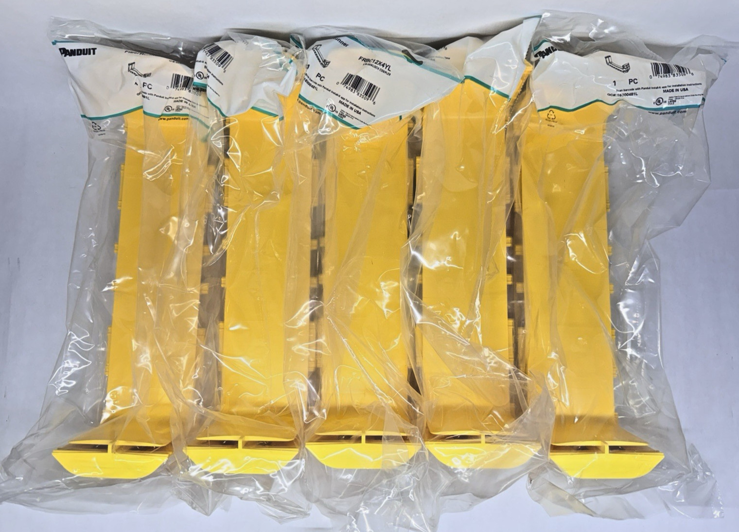 NEW (5-Pack) Panduit FRBC12X4YL QuikLock Coupler, FiberRunner, 12" x 4"