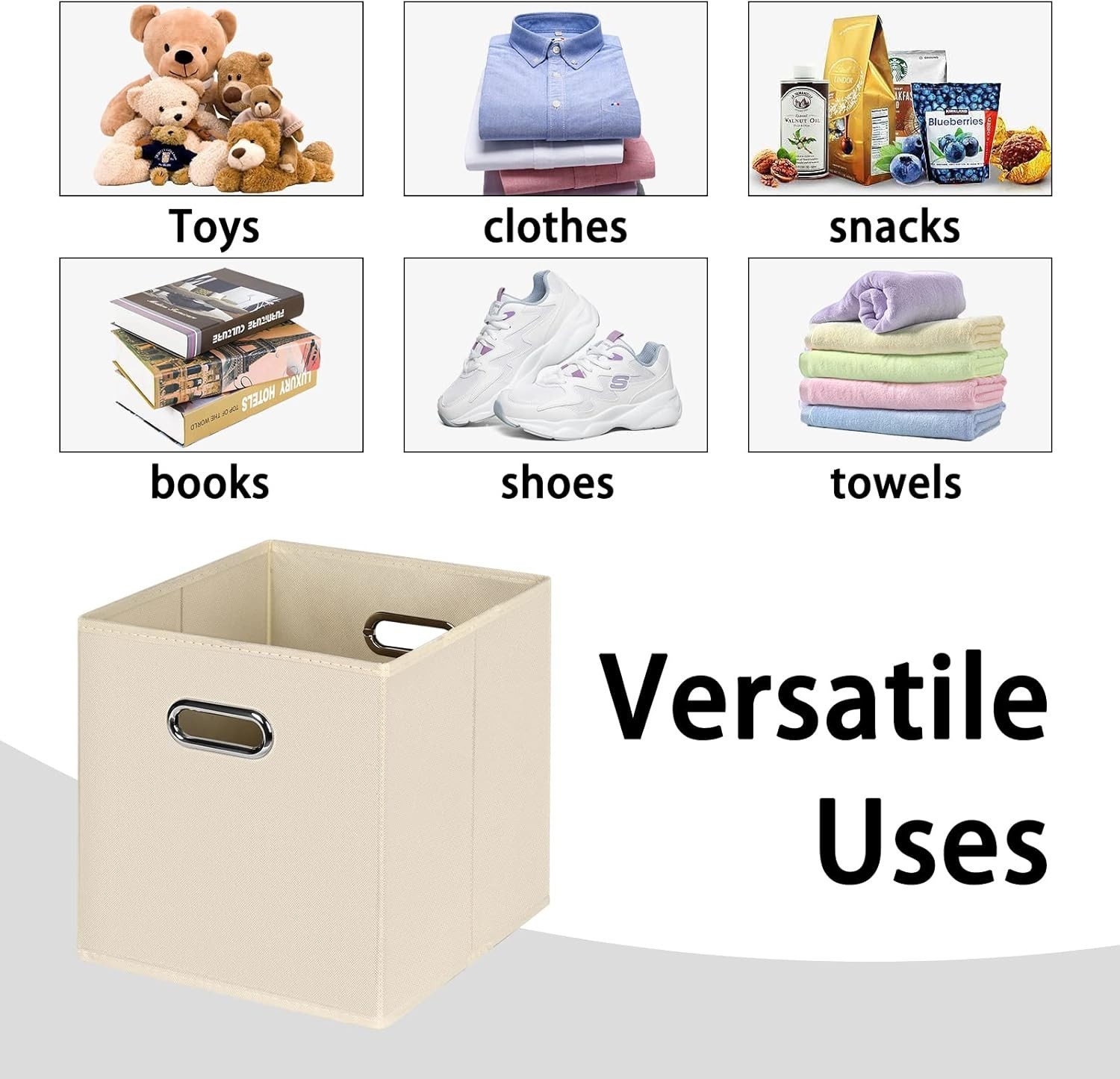 Elegant Foldable Storage Cubes - Creamy-White Fabric Organizer Baskets (11")