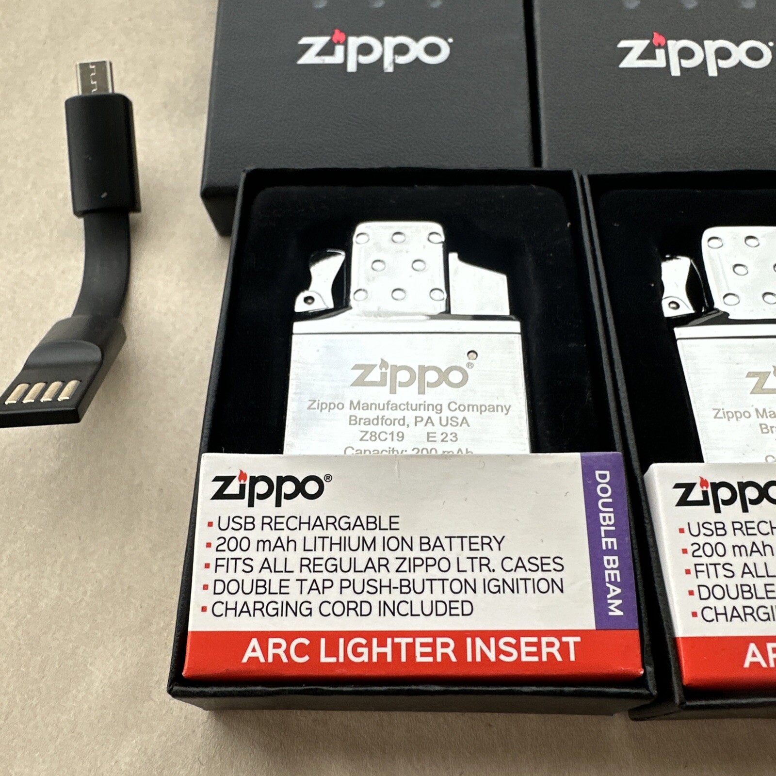 2 X Zippo Arc Lighter Insert. NEW UNUSED.