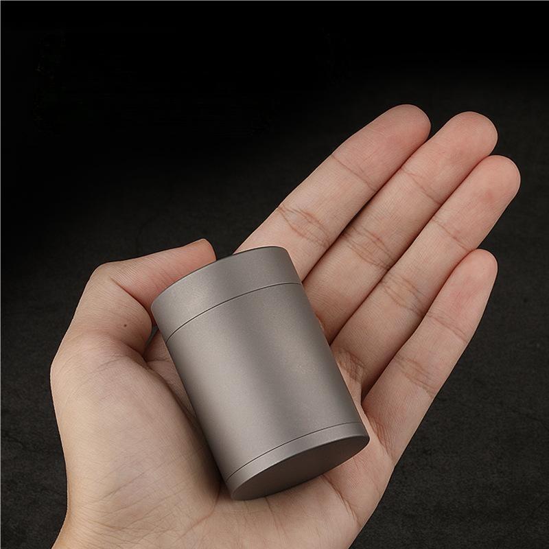 --Titanium Waterproof Pill Case Container Holder Jewelry Tea Storage Can Box EDC