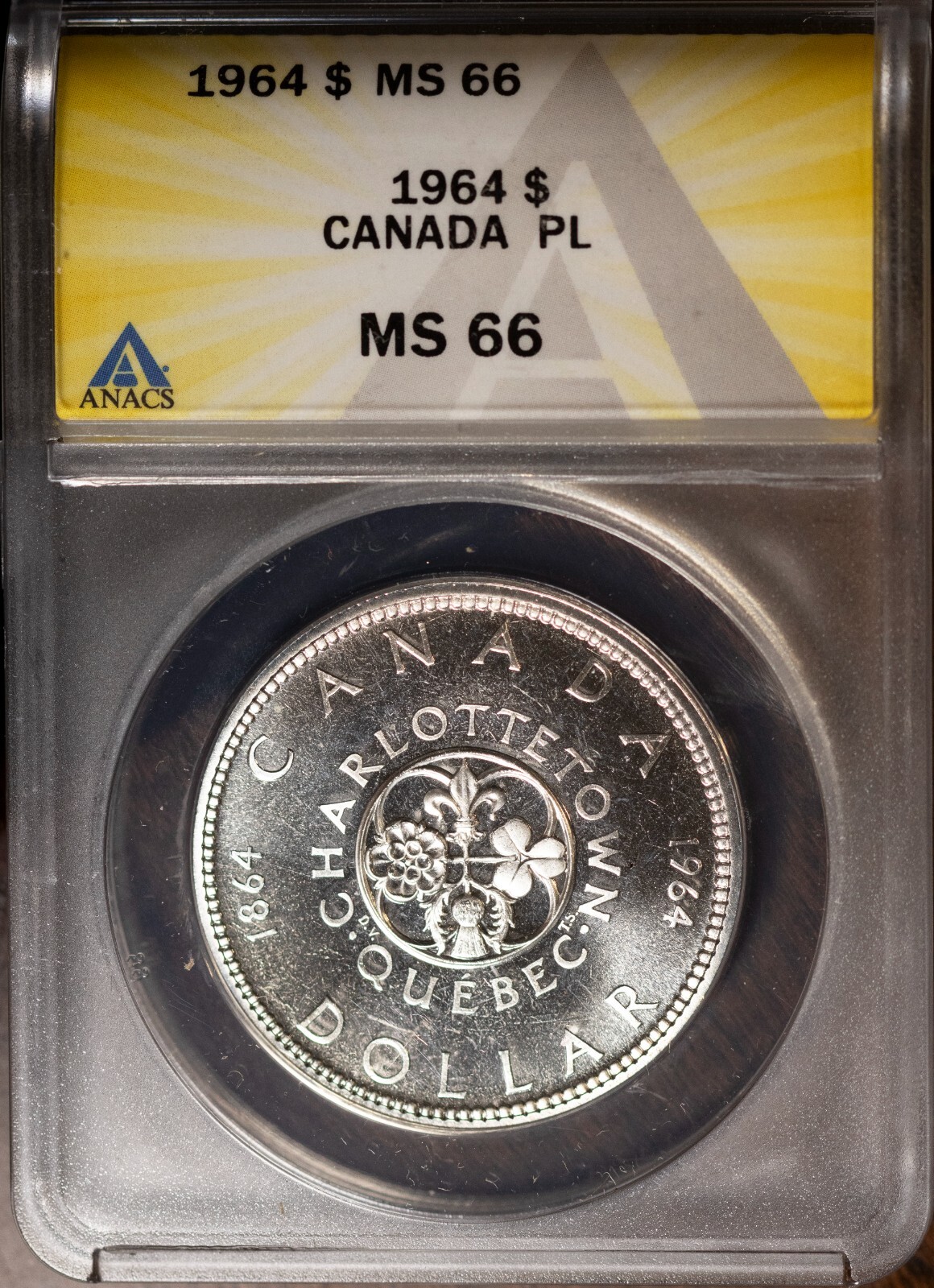 1964 $1 80% Silver Charlottetown MS 66 PL New ANACS # 7351825 + Bonus