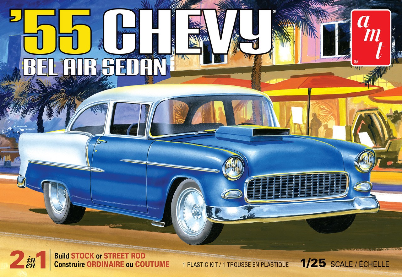 AMT 1119 1955 Chevy Bel Air Sedan 1/25 Model Kit 2 in 1 Brand New Factory Sealed