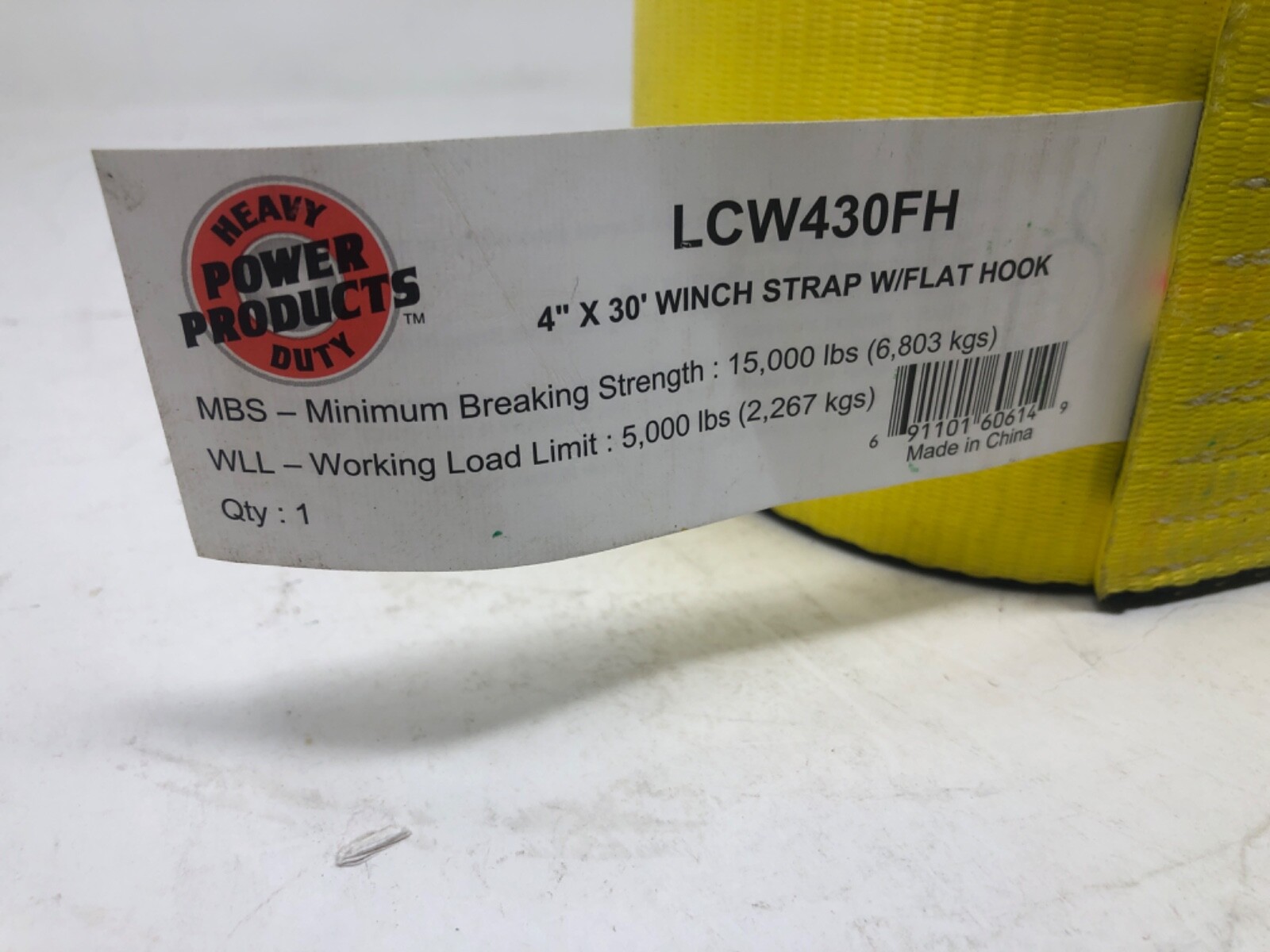 Power Products Winch Strap Flat Hook 4"x 30' LCW430FH