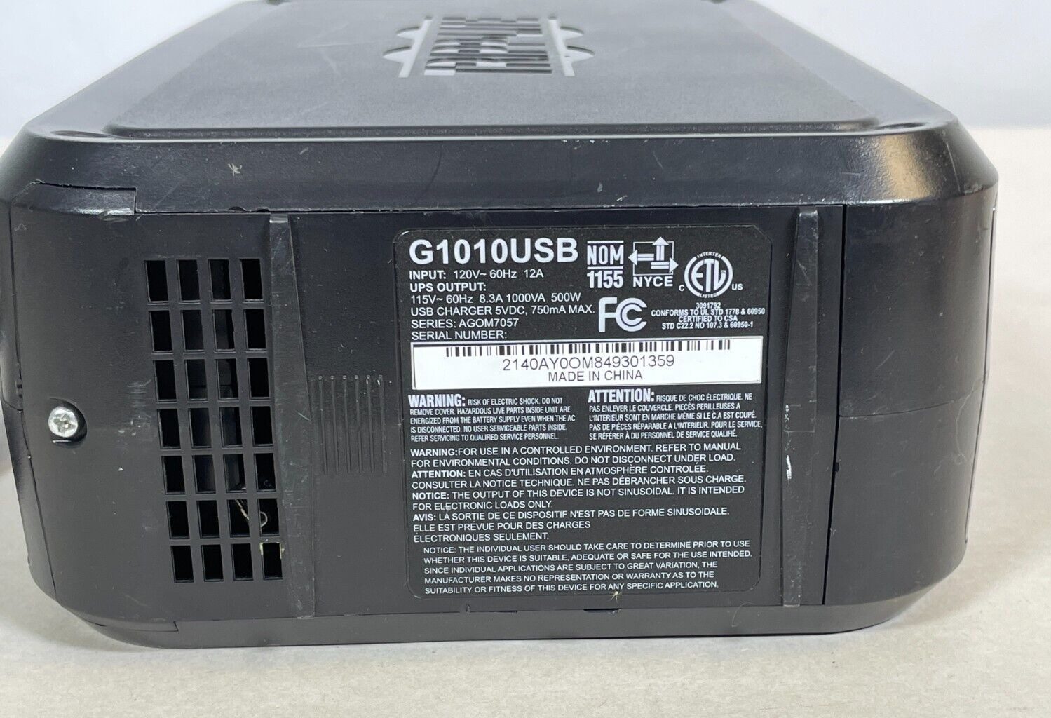 Tripp Lite Battery Backup 8 Outlet G1010USB – will not charge Battery