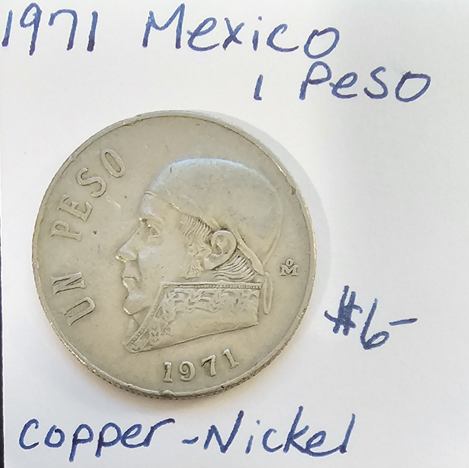 1971 Mexico 1 Peso Copper-Nickel KM #460