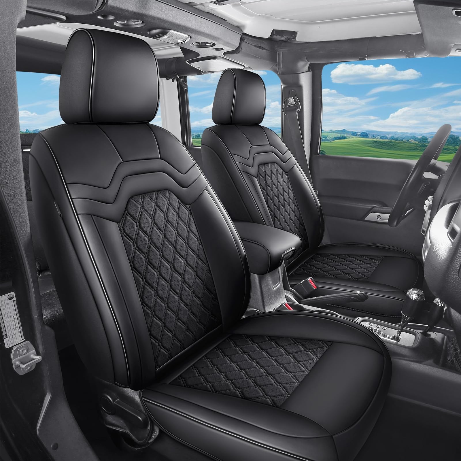 Huidasource Ford F150 Front Seat Covers Black, Full Coverage Leather Automotive