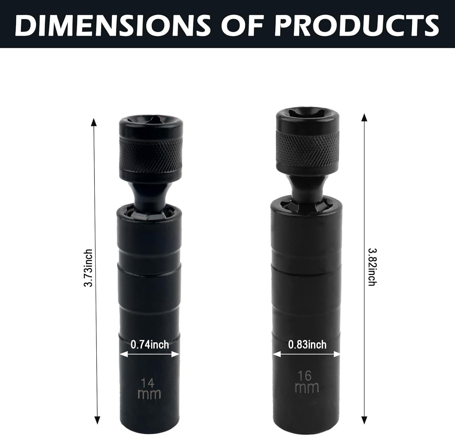 14mm&16mm Spark Plug Socket Set, 360-Degree Rotation Spark Plugs Removal Tool wi