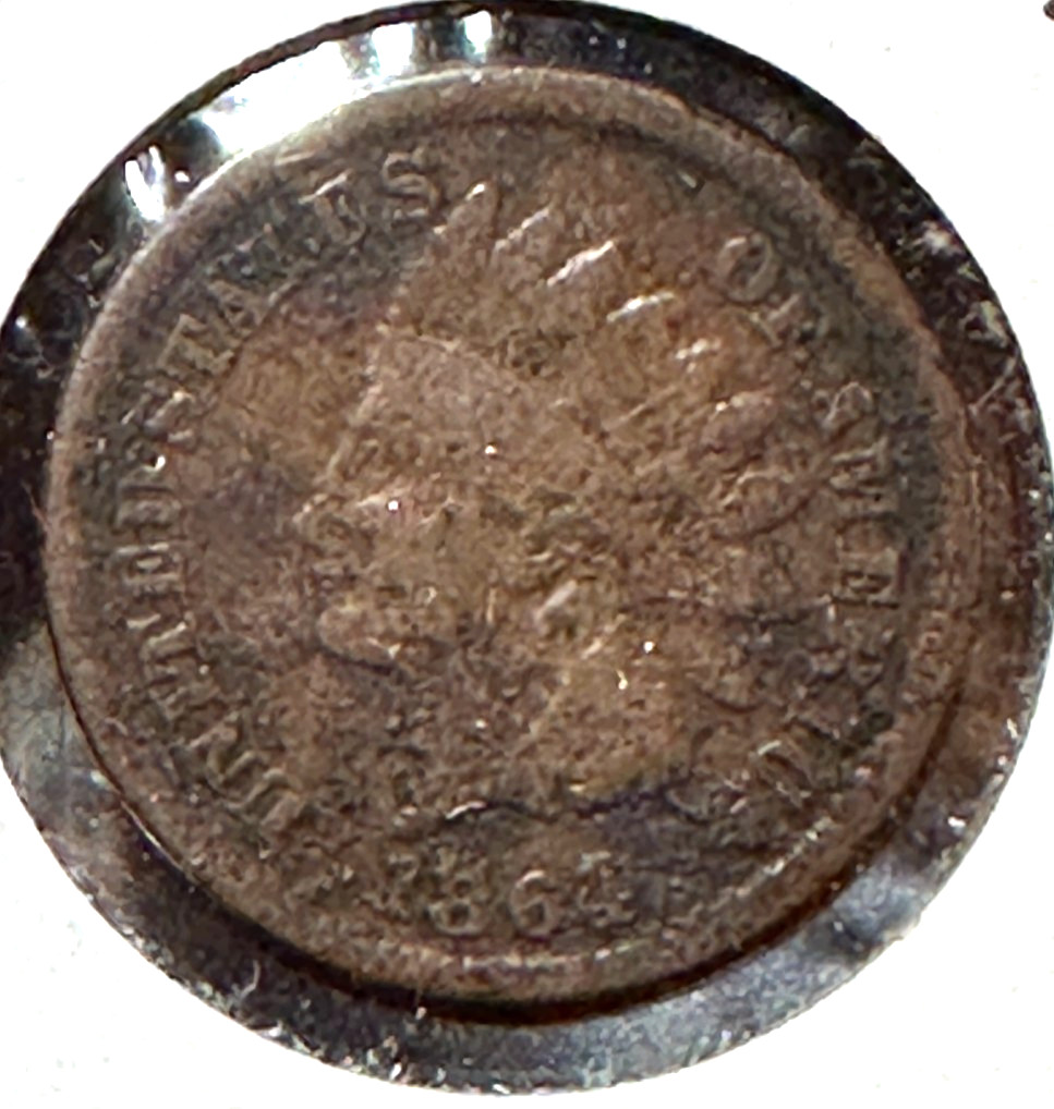 1864-L Indian Cent Original VG Details @ Half of Bid CHRC