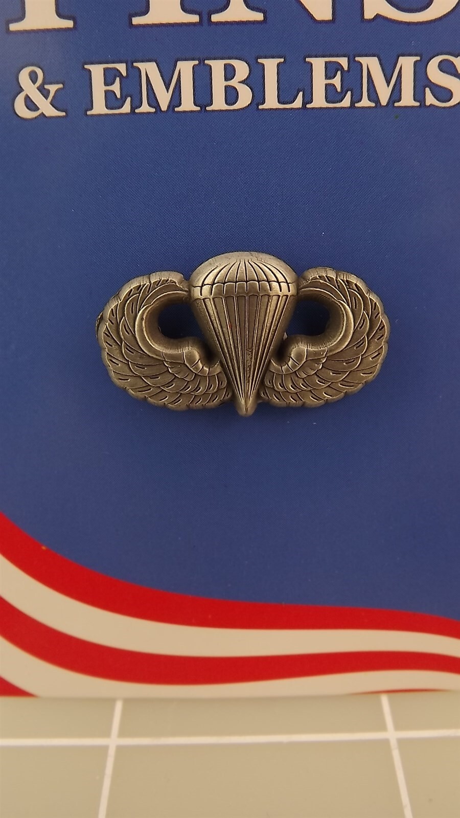 BRAND NEW Lapel Pin United States Army Basic Paratrooper Wing 1" PEWTER COLOR
