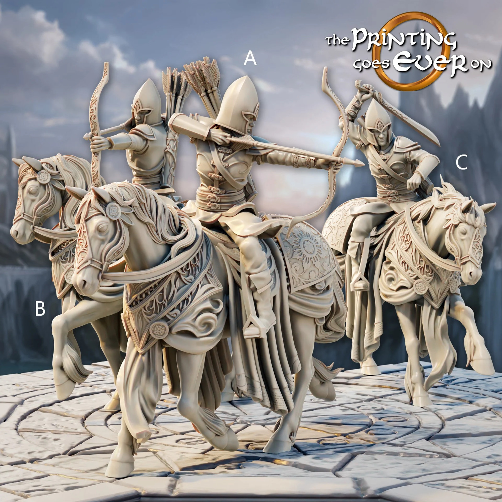 Elven Mounted Archers - Resin Tabletop Miniature