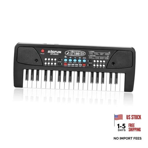 LeeQee 37 Keys Mini Electric Piano Keyboard for Kids with Microphone | 8 Black