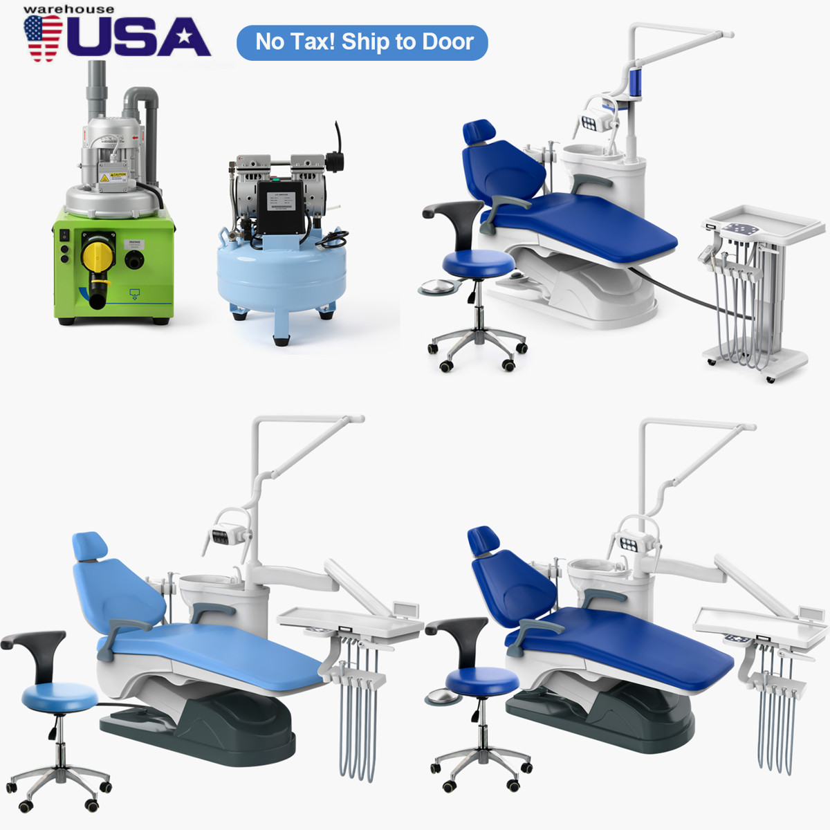 Dental Unit Chair Computer Controlled DC Motor PU/Air Compressor/Suction machine