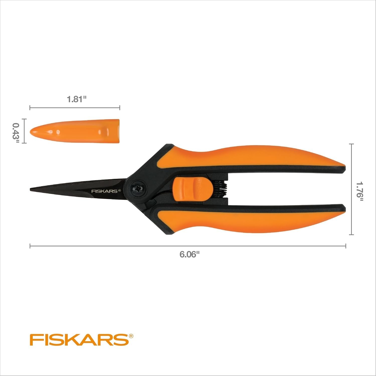 Fiskars Pruning Snips Micro-Tip Easy Action Non-Stick Orange Black