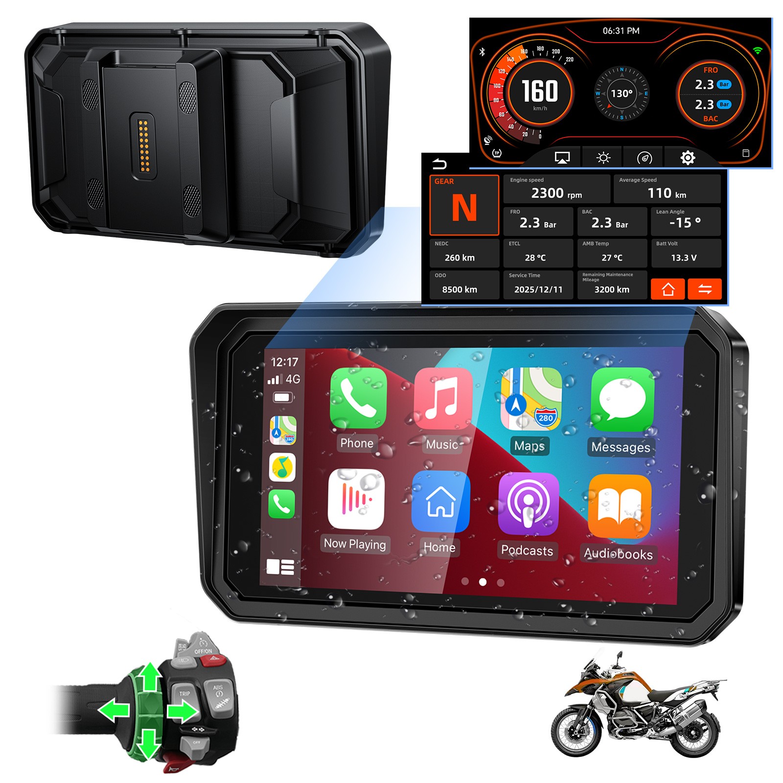 6 Inch Motorcycle CarPlay GPS Native Wonder Fit for BMW R1200GS R1250GS S1000XR