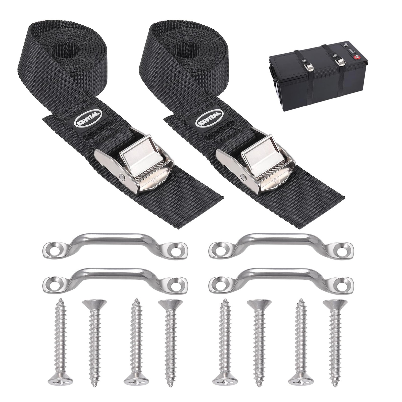 Battery Tie Down Strap Hold Down Kit, 1" x 48" Cooler Tie Down Kit