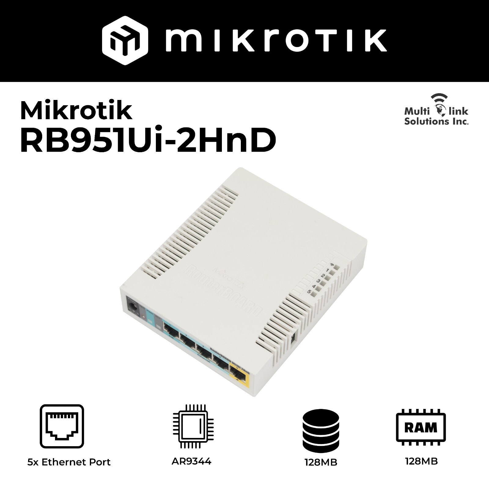 MikroTik RB951Ui-2HnD 5-Port Wireless Access Point 1000mW