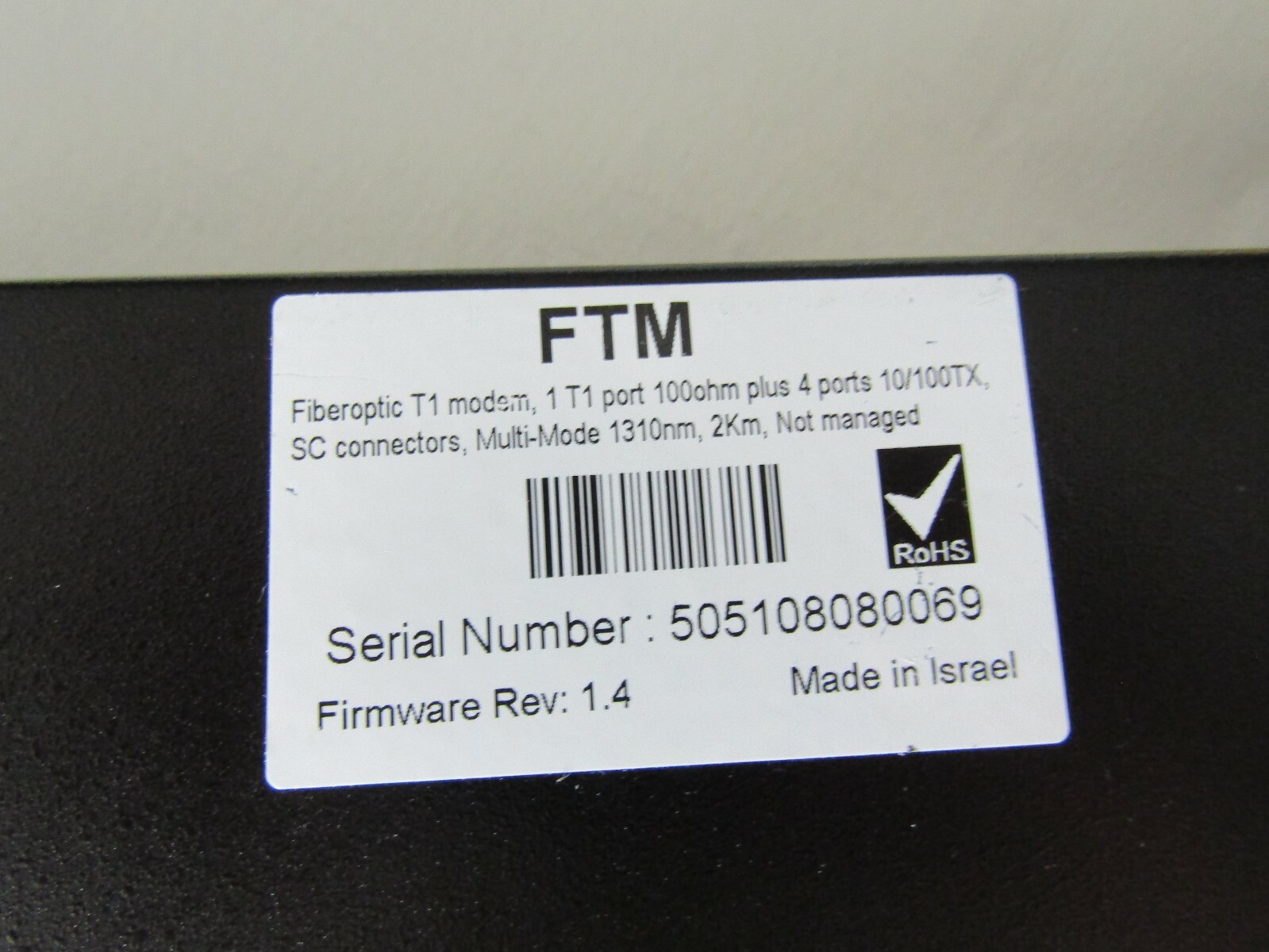 FibroLAN FTM Advanced F/O Fiberoptic T1 Modem 4 Ports 10/100TX 1 T1 Port