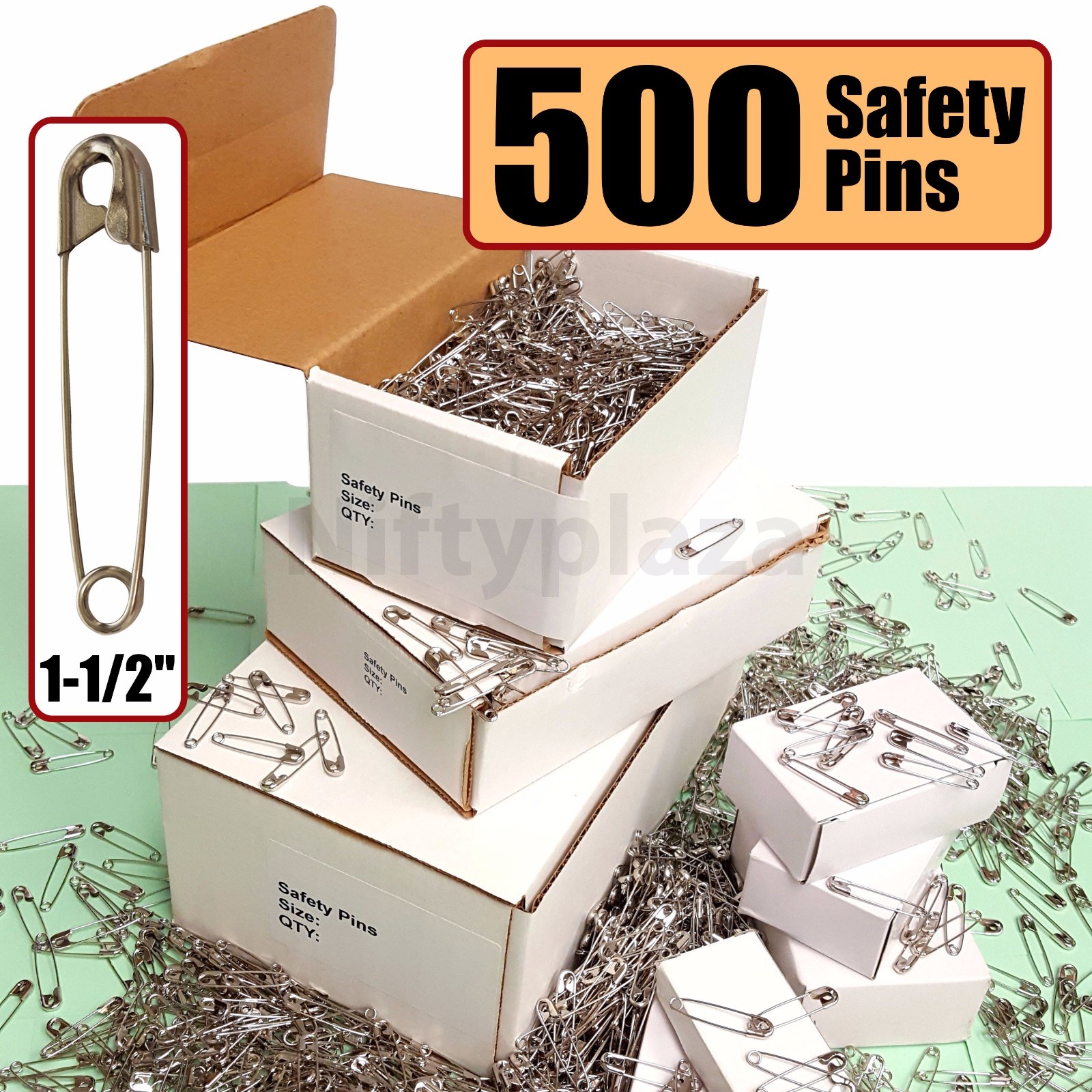 NiftyPlaza Large Safety Pins Lot of 500 BRAND NEW Size 1-1/2" Quilting Diapers