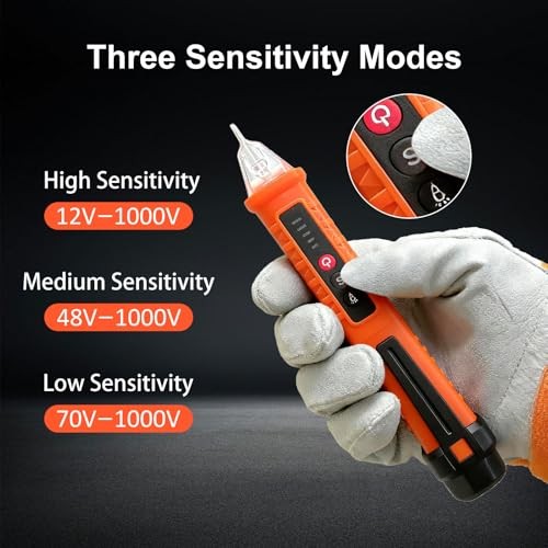 Voltage Tester, Non-Contact Voltage Detector, Electrical Tester, 3 Orange