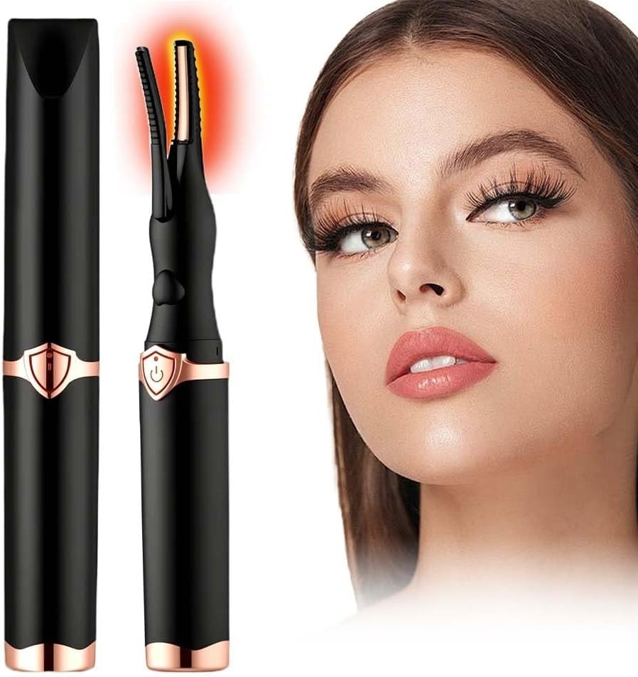 USB Heated Eyelash Curler 3 Temps Fast Heating Portable Electric Lash Tool Black