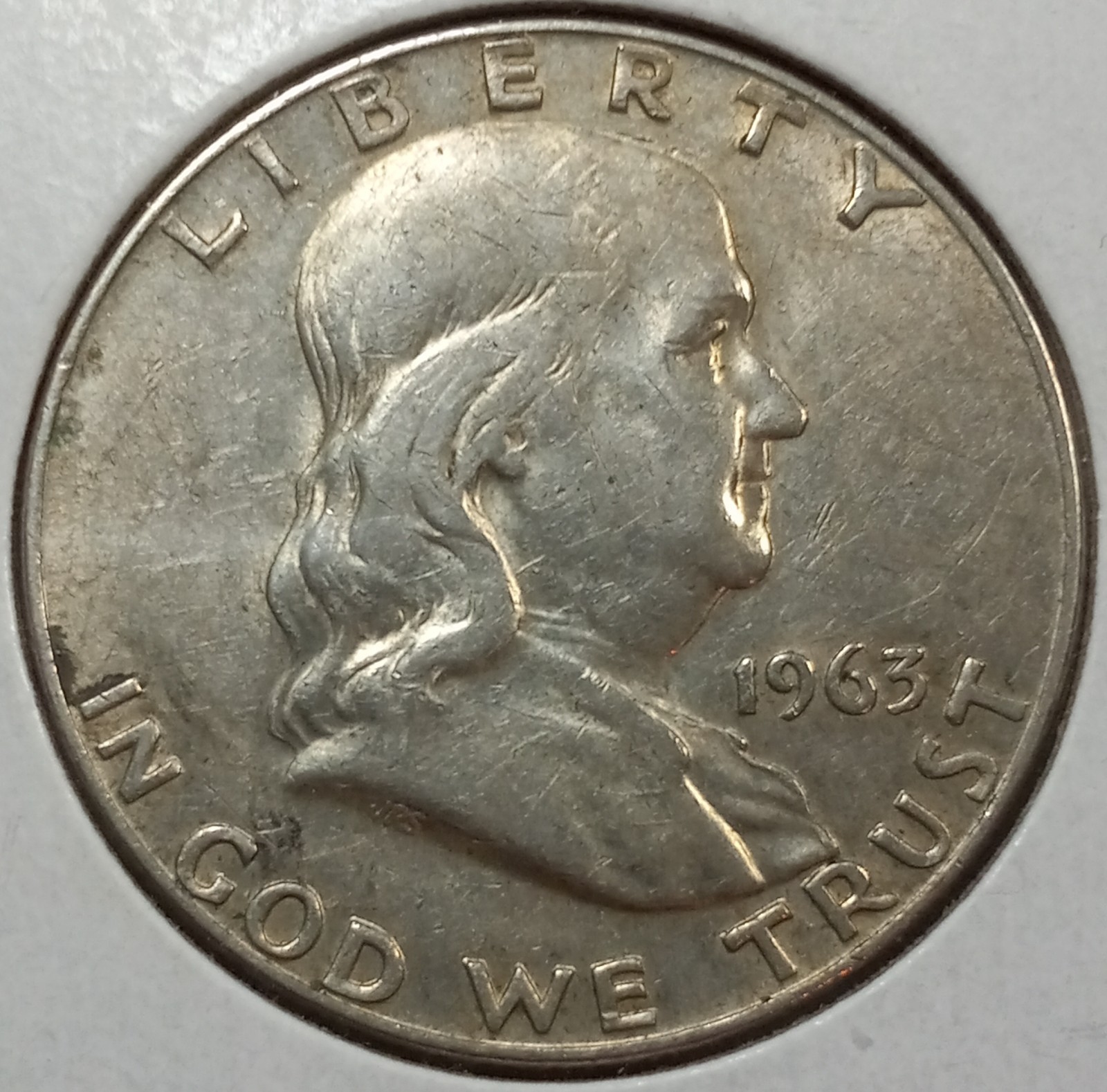 1963-D Franklin 90% Silver Half Dollar (Very Fine Details)