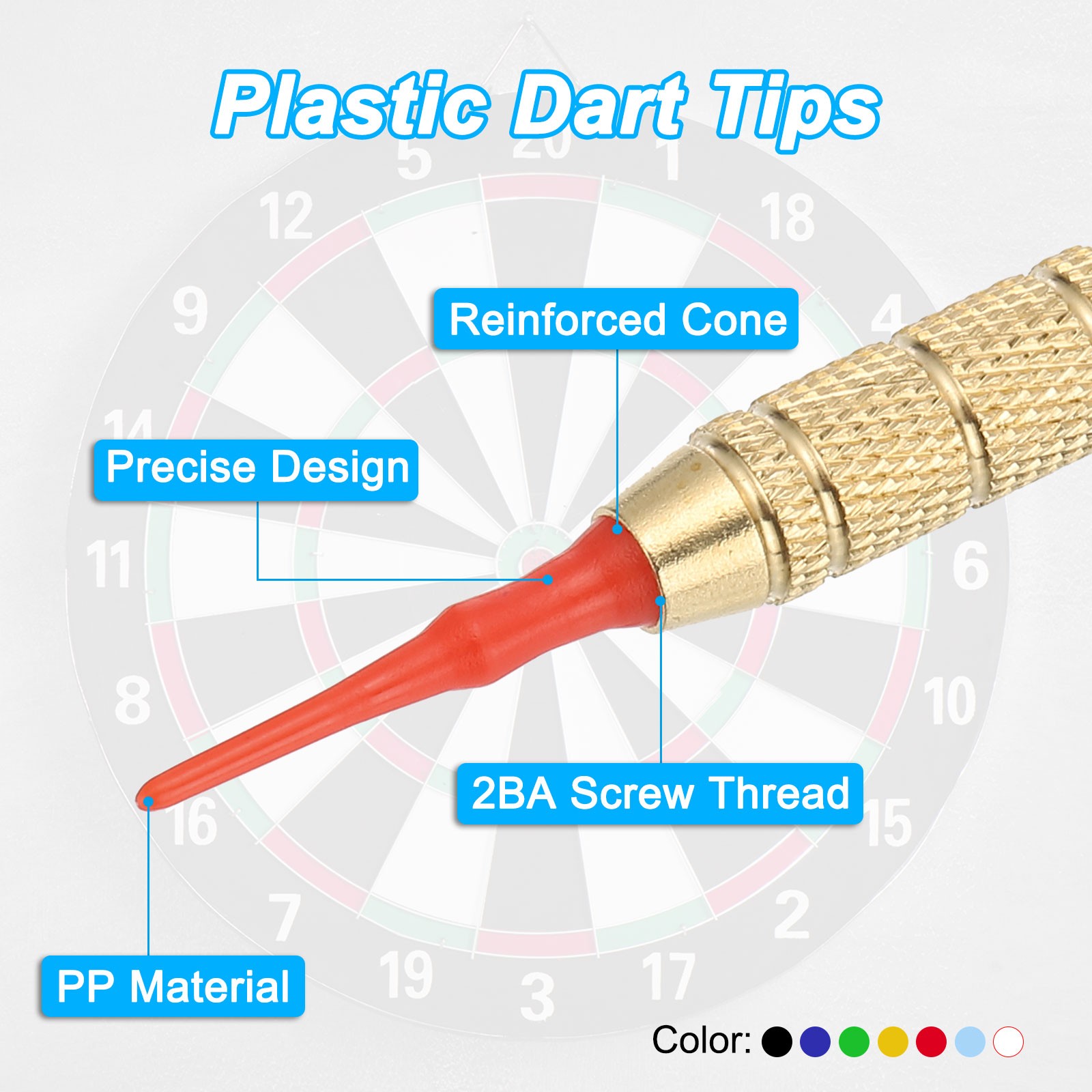 60Pcs 2BA Thread Plastic Soft Dart Tips Replacement Dart Accessories, Red