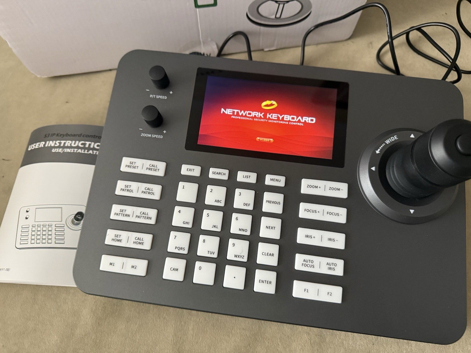 PTZ Camera Controller POE Network 4D Joystick Decoding Keyboard - 5” LCD Display