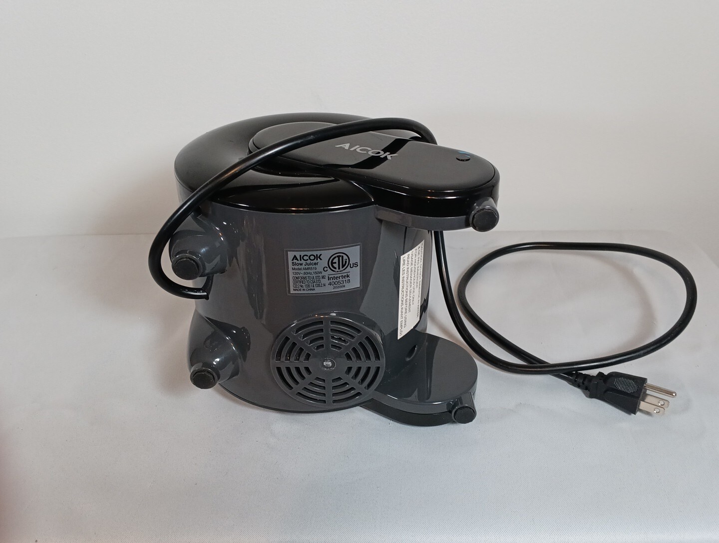 Juicer AICOK Slow Masticating AMR519 Tested, Works, Replacement Part Base Only.