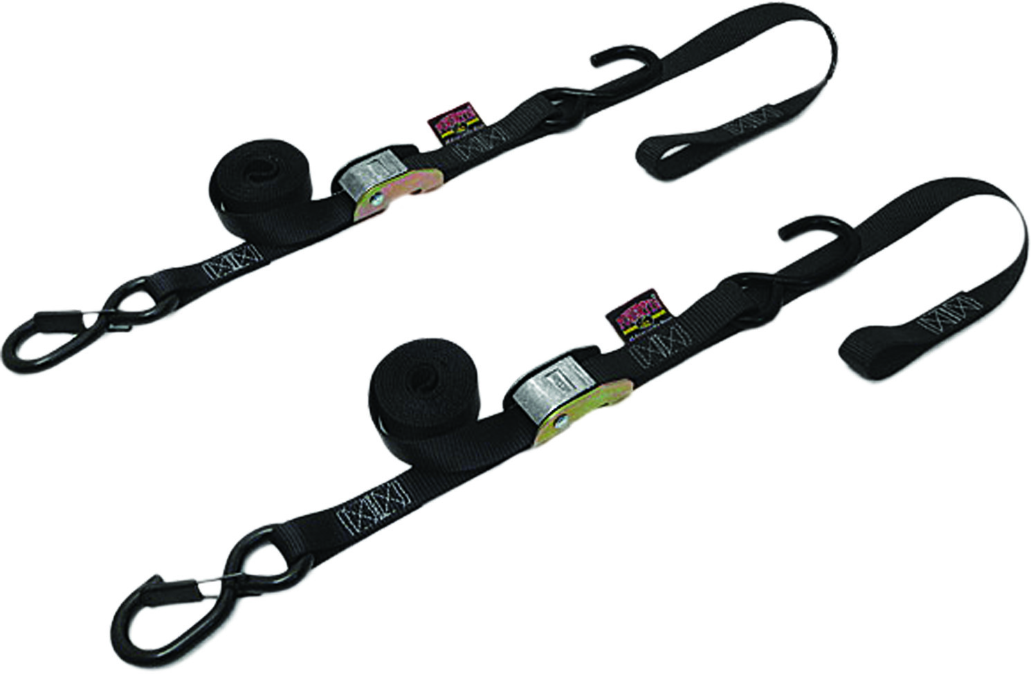 POWERTYE Tie Down Cam Sec Hook Soft Tye 1.5"X6' Black/Black Pair 29622-S