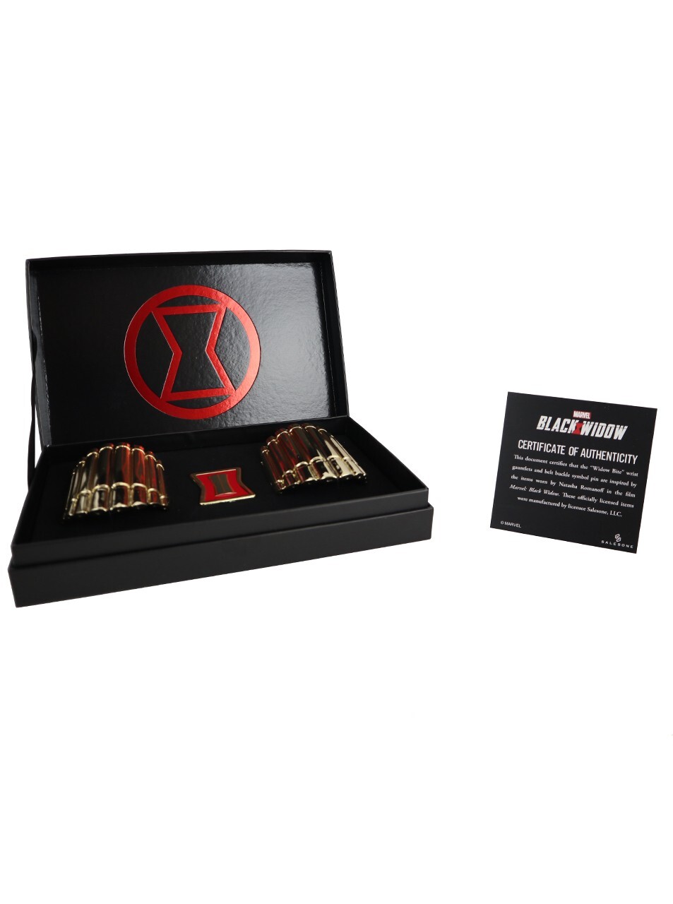 Black Widow Wrist Gauntlets & Pin Replica Set Marvel Studios With Certificate