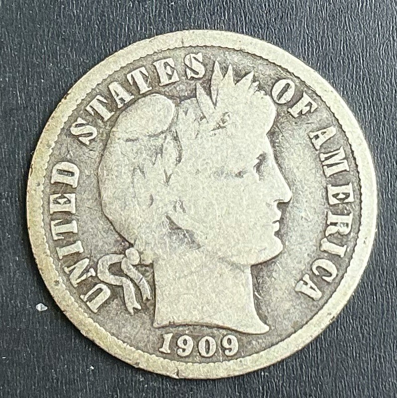VG 1909-S Barber Dime San Francisco Choice Problem Free original date silver h28